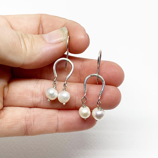 Lucky Horseshoe Pearl Drop Earrings