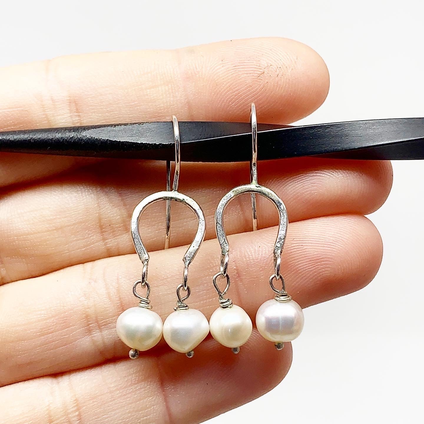 Lucky Horseshoe Pearl Drop Earrings
